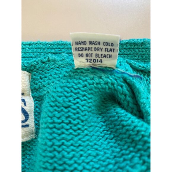 Vtg BD Baggies Linen Blend Teal Cardigan Sweater, Unisex Size Small, Oversized - Picture 5 of 8